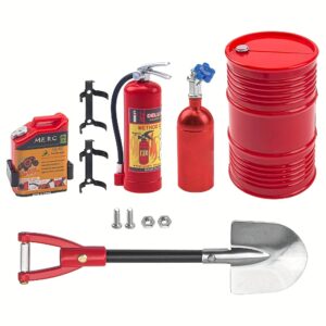 1/10 Scale Climbing Car Accessories Kit – Fuel Tank, Oil Can, Fire Extinguisher, Nitrogen Cylinder, Iron Shovel, Tool Box Parts | Compatible with 1/10 RC Crawlers & Trucks