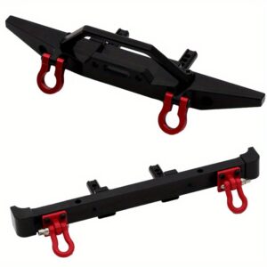 2 Pcs Metal Upgrade RC Car Bumpers – Durable Black Aluminum Alloy Front & Rear Guards with Mounting Brackets for MN 1/12 MN128 Models
